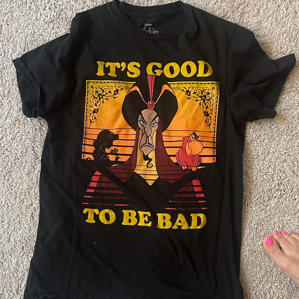 Disney Black Graphic Tee with Jafar and Sunset Yellow Accents
